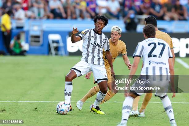 Juventus defender Juan Cuadrado passes the ball during the Soccer Champions Tour match between Juventus and FC Barcelona on July 26, 2022 at the...