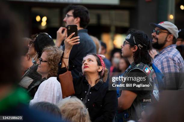 People attend a campaign rally for Michigan Democratic Reps. Rashida Tlaib and Andy Levin on July 29, 2022 in Pontiac, Michigan. The rally featured...