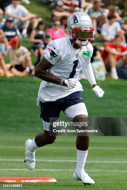 New England Patriots wide receiver DeVante Parker during New England Patriots training camp on July 28 at the Patriots Training Facility at Gillette...