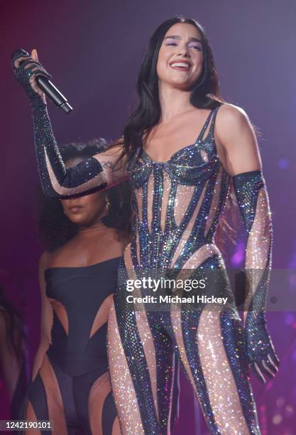 Dua Lipa performs during day 2 of the Lollapalooza Festival at Grant Park on July 29, 2022 in Chicago, Illinois.