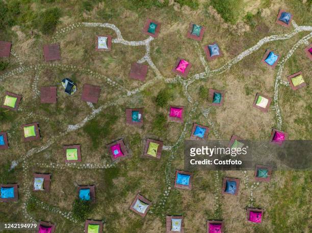 Photo taken on July 30, 2022 shows a view of the International Camping Base in Bijie city, Guizhou province, China. Since the summer vacation, Bijie,...