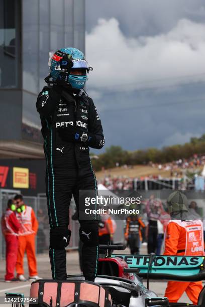 George Russell of Mercedes after the qualifying for the Formula 1 Hungarian Grand Prix at Hungaroring in Budapest, Hungary on July 30, 2022.