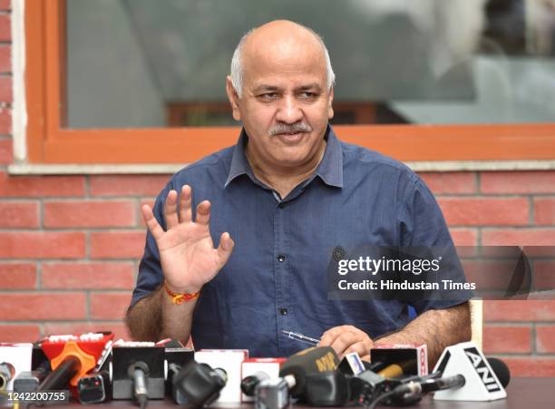 Delhi Deputy Chief Minister Manish Sisodia during a press conference on the withdrawal of new Excise Policy for the time being and directed the sale...