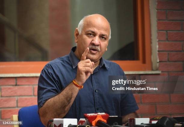 Delhi Deputy Chief Minister Manish Sisodia during a press conference on the withdrawal of new Excise Policy for the time being and directed the sale...