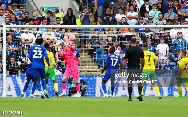 Ryan Allsop of Cardiff City FC during the Sky Bet Championship between Cardiff City and Norwich City at Cardiff City Stadium on July 30, 2022 in...