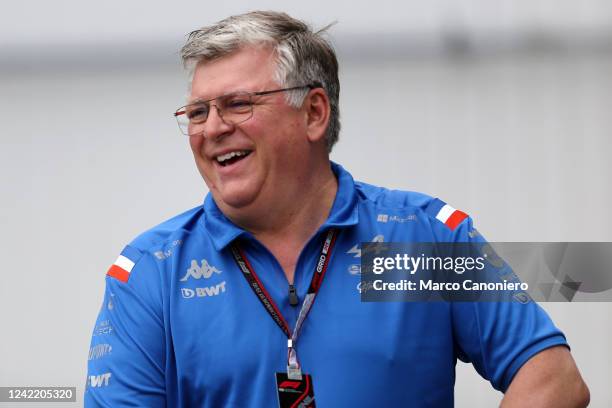 Otmar Szafnauer team principal of Alpine F1 in the paddock during final practice for the F1 Grand Prix of Hungary.