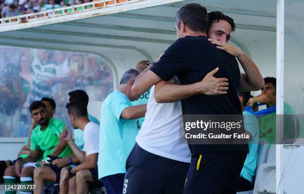 Ruben Amorim of Sporting CP with Bruno Lage of Wolverhampton Wanderers FC before the start of the Pre-Season Friendly match between Wolverhampton...