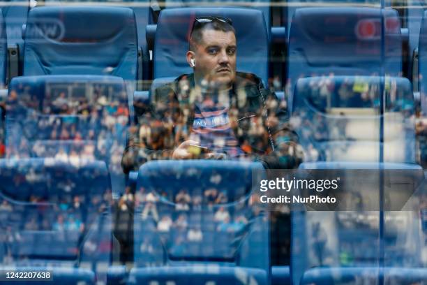 Supporter looks on during the Russian Premier League match between FC Zenit Saint Petersburg and FC Lokomotiv Moscow on July 30, 2022 at Gazprom...