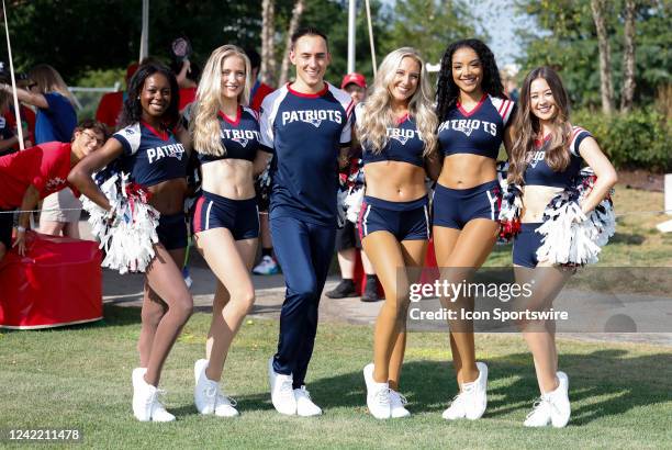 Patriots cheerleaders during day 3 of New England Patriots training camp on July 29 at the Patriots Training Facility at Gillette Stadium in...