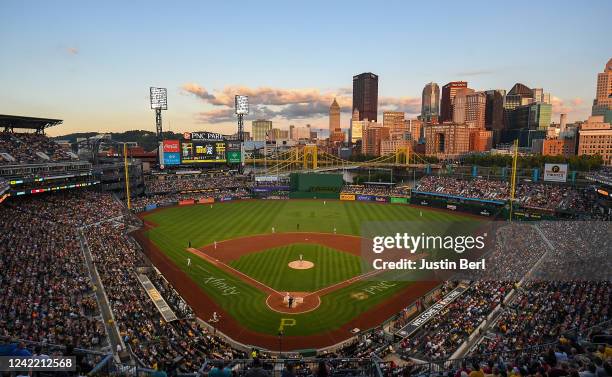 General view of the field in the fourth inning during the game between the Pittsburgh Pirates and the Philadelphia Phillies at PNC Park on July 30,...