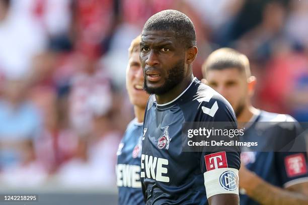 Anthony Modeste of 1. FC Koeln looks on during the DFB Cup first round match between SSV Jahn Regensburg and 1. FC Köln at Jahnstadion on July 30,...