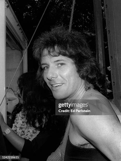 Aynsley Dunbar poses backstage at a Jefferson Starship concert at Frost Amphitheater in Palo Alto, California on August 31, 1980.