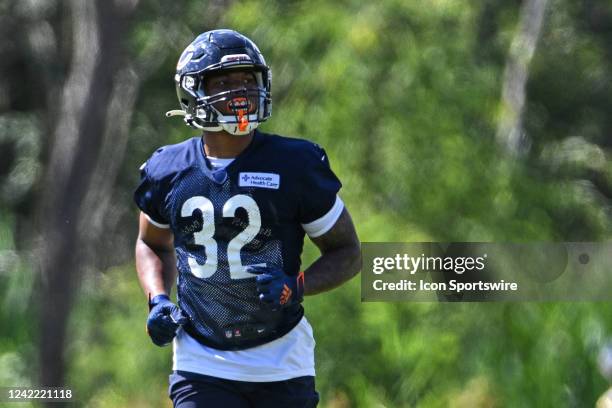 Chicago Bears running back David Montgomery looks on during the the Chicago Bears Training Camp on July 30, 2022 at Halas Hall in Lake Forest, IL.