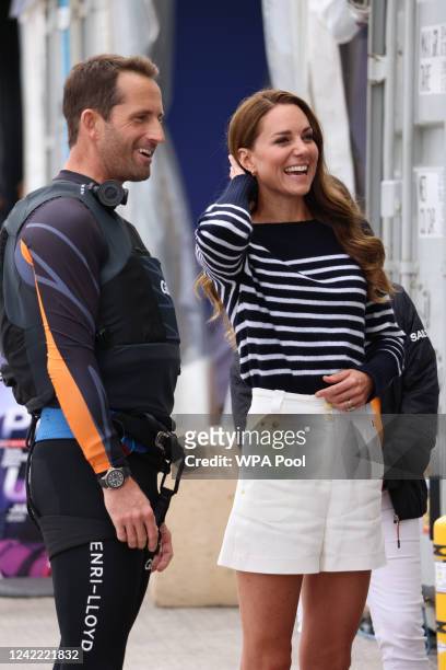 Catherine, Duchess Of Cambridge, visits the 1851 Trust and the Great Britain SailGP Team at Trinity Pier on July 31, 2022 in Plymouth, England....