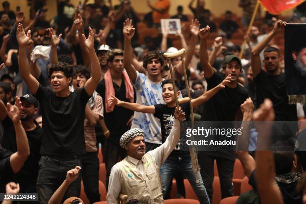 Supporters of Shiite cleric Moqtada al-Sadr continue sit-in protesting Mohammed Shia' al-Sudani chosen by the "Coordination Framework" alliance as a...