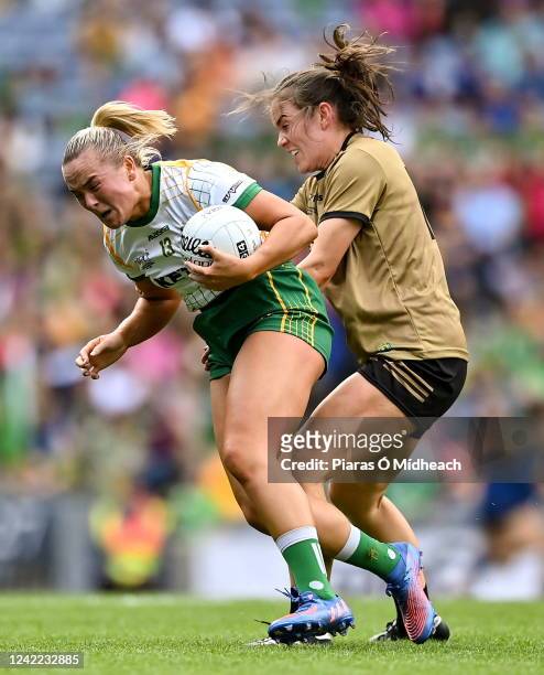 Dublin , Ireland - 31 July 2022; Vikki Wall of Meath in action against Anna Galvin of Kerry the TG4 All-Ireland Ladies Football Senior Championship...