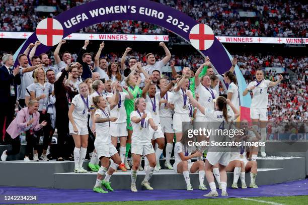 Mary Earps of England Lucy Bronze of England Rachel Daly of England Keira Walsh of England Alex Greenwood of England Millie Bright of England Beth...