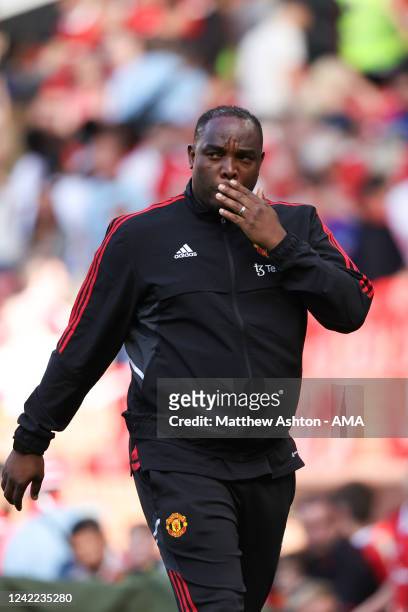 Benni McCarthy first-team coach at Manchester United during the pre-season friendly between Manchester United and Rayo Vallecano at Old Trafford on...