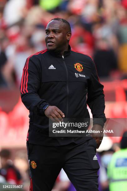 Benni McCarthy first-team coach at Manchester United during the pre-season friendly between Manchester United and Rayo Vallecano at Old Trafford on...