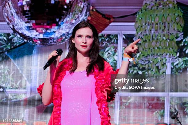 Sophie Michelle Ellis-Bextor, English model, singer and songwriter, performing live on stage at Camp Bestival family festival in Dorset.