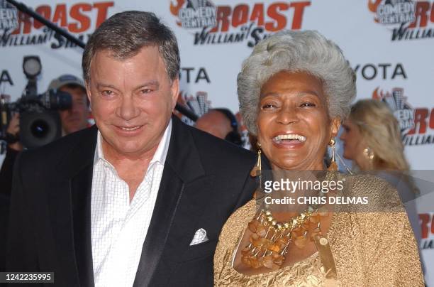 In this August 13, 2006 photo, Canadian actor William Shatner and US actress Nichelle Nichols attend Comedy Central's roast of Shatner at the CBS...