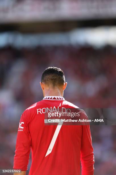 The back of Cristiano Ronaldo of Manchester United wearing the number 7 shirt during the pre-season friendly between Manchester United and Rayo...