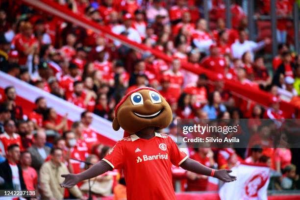 Mascott of Internacional cheers during the match between Internacional and Atletico Mineiro as part of Brasileirao Series A at Beira-Rio Stadium on...