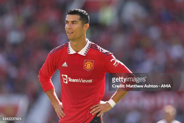 Cristiano Ronaldo of Manchester United during the pre-season friendly between Manchester United and Rayo Vallecano at Old Trafford on July 31, 2022...