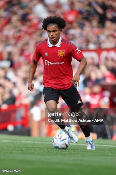 Shola Shoretire of Manchester United during the pre-season friendly between Manchester United and Rayo Vallecano at Old Trafford on July 31, 2022 in...
