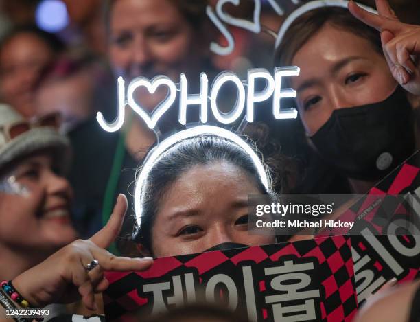 Hope fans are seen during day 4 of Lollapalooza at Grant Park on July 31, 2022 in Chicago, Illinois.
