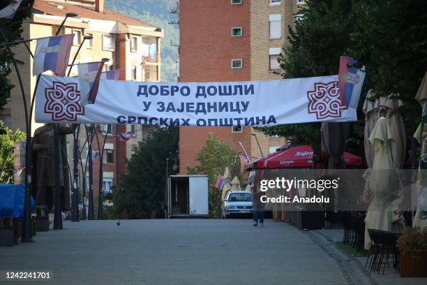 View of an empty street after Kosovo decided to postpone the implementation of a new law set to come into effect Monday making it mandatory for...
