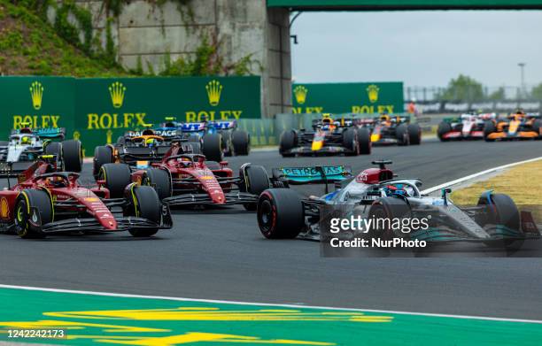 Race start at Hungarian Aramco Formula 1 Grand Prix on July 31, 2022 in Mogyoród, Hungary.