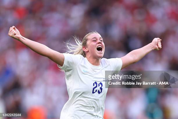 Alessia Russo of England Women celebrates at full time during the UEFA Women's Euro England 2022 final match between England and Germany at Wembley...