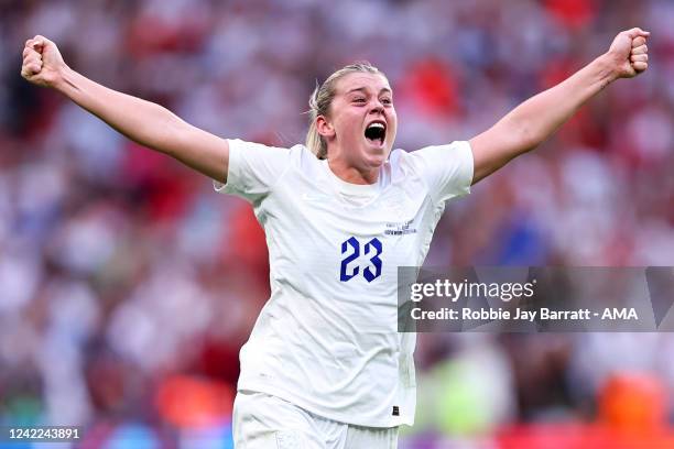 Alessia Russo of England Women celebrates at full time during the UEFA Women's Euro England 2022 final match between England and Germany at Wembley...