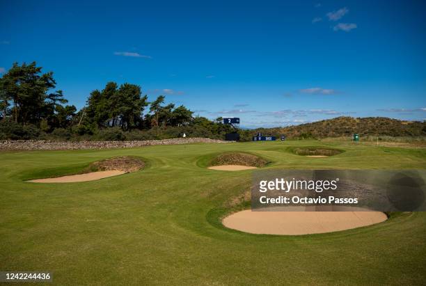 General view of the 2nd hole during a practice round prior to the AIG Women's Open at Muirfield on August 1, 2022 in Gullane, Scotland.