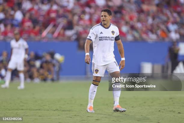 Los Angeles Galaxy forward Javier Hernández gives direction during the match between FC Dallas and LA Galaxy on July 30, 2022 at Toyota Stadium in...