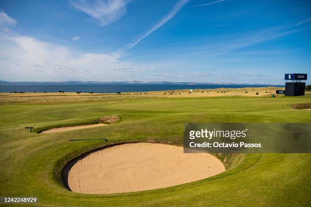 General view for the 5th hole during a practice round prior to the AIG Women's Open at Muirfield on August 1, 2022 in Gullane, Scotland.