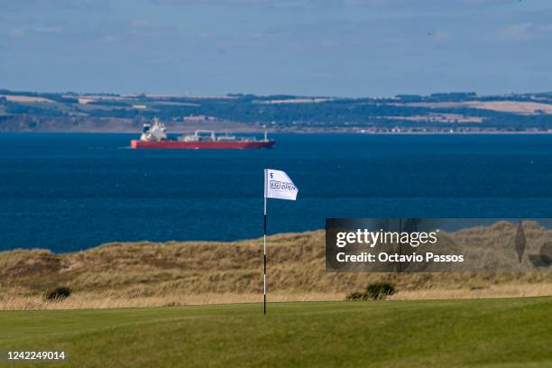 General view for the 5th hole during a practice round prior to the AIG Women's Open at Muirfield on August 1, 2022 in Gullane, Scotland.