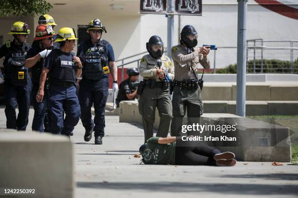Rosemead, CA The Los Angeles County Sheriff's Department holds an active shooter training drill at Rosemead High School on Thursday, July 28, 2022 in...