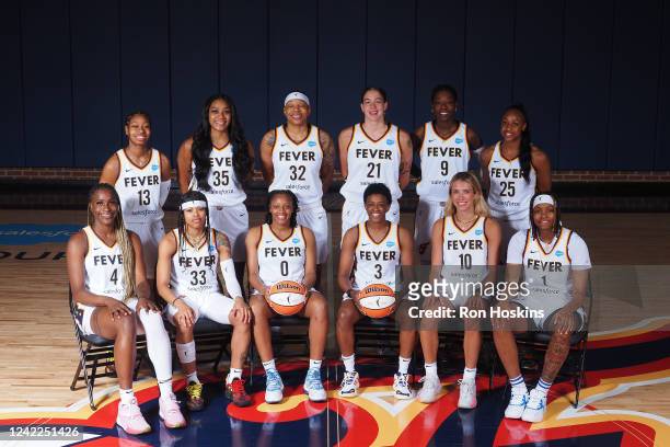 The Indiana Fever pose for a team photo at Gainbridge Fieldhouse on July 27, 2022 in Indianapolis, Indiana. NOTE TO USER: User expressly acknowledges...