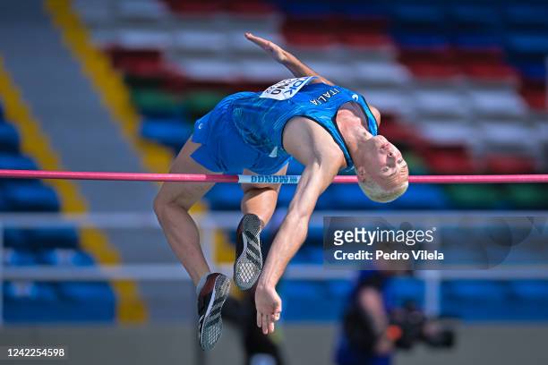 Alberto Nonino of Team Italia competes in the High Jump of the Men's Decathlon qualifying round on day one of the World Athletics U20 Championships...