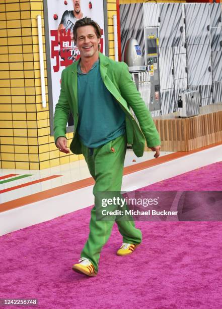 Brad Pitt arrives at the Los Angeles premiere of "Bullet Train" held at Regency Village Theatre on August 1, 2022 in Los Angeles, California.