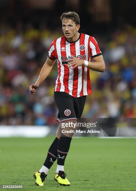 Sander Berge of Sheffield United during the Sky Bet Championship between Watford and Sheffield United at Vicarage Road on August 1, 2022 in Watford,...