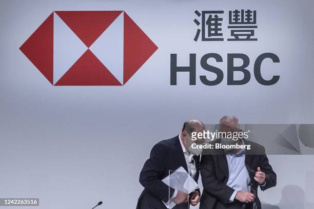 Mark Tucker, chairman of HSBC Holdings Plc, left, and Noel Quinn, chief executive officer of HSBC Holdings Plc, attend an HSBC Holdings Plc informal...