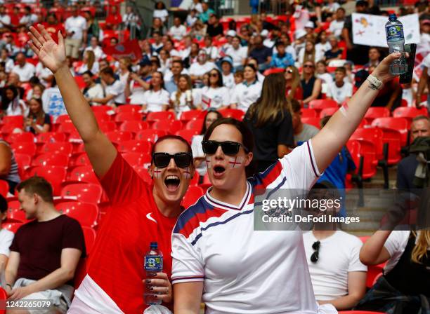 England fans during the UEFA Women's Euro England 2022 final match between England and Germany at Wembley Stadium on July 31, 2022 in London, United...