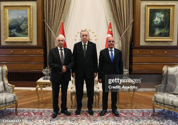 Turkish President Recep Tayyip Erdogan meets Speaker of the House of Representatives of Libya, Aguila Saleh Issa and Deputy Head of the Presidential...