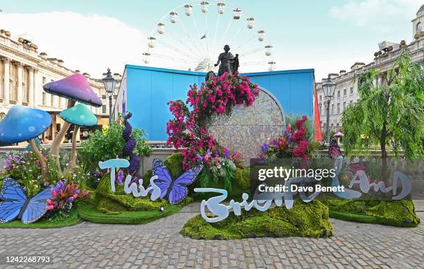 General view of the atmosphere at the launch of "This Bright Land" at Somerset House, a summer festival celebration of community and culture created...