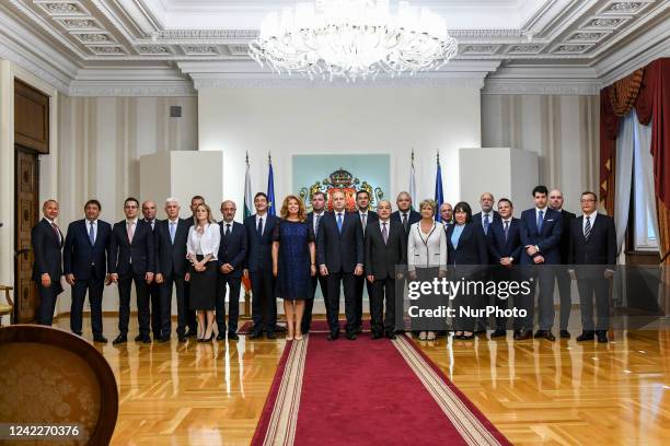 Family photo of Bulgarian president Rumen Radev with members of the caretaker government with Galab Donev as Prime minister after the coalition...