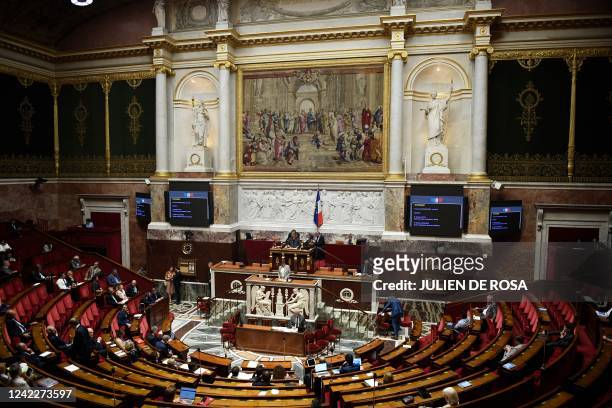 French Foreign and European Affairs Minister Catherine Colonna speaks during the examination of the bill authorizing the ratification of the Protocol...