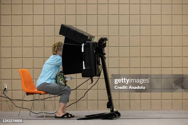 Voters cast their ballots at the Covenant Presbyterian Church in Wichita, Kansas on Tuesday August 2nd, 2022 as voters decide on a constitutional...